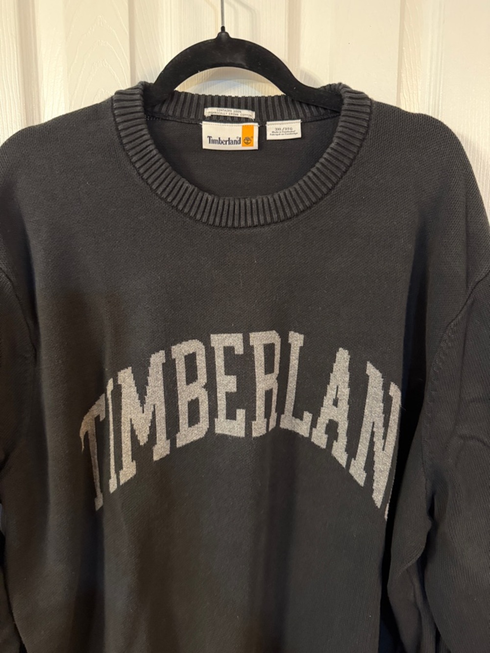 Timberland Black Sweater with Gray Chest Logo 3x - Picture 3 of 5